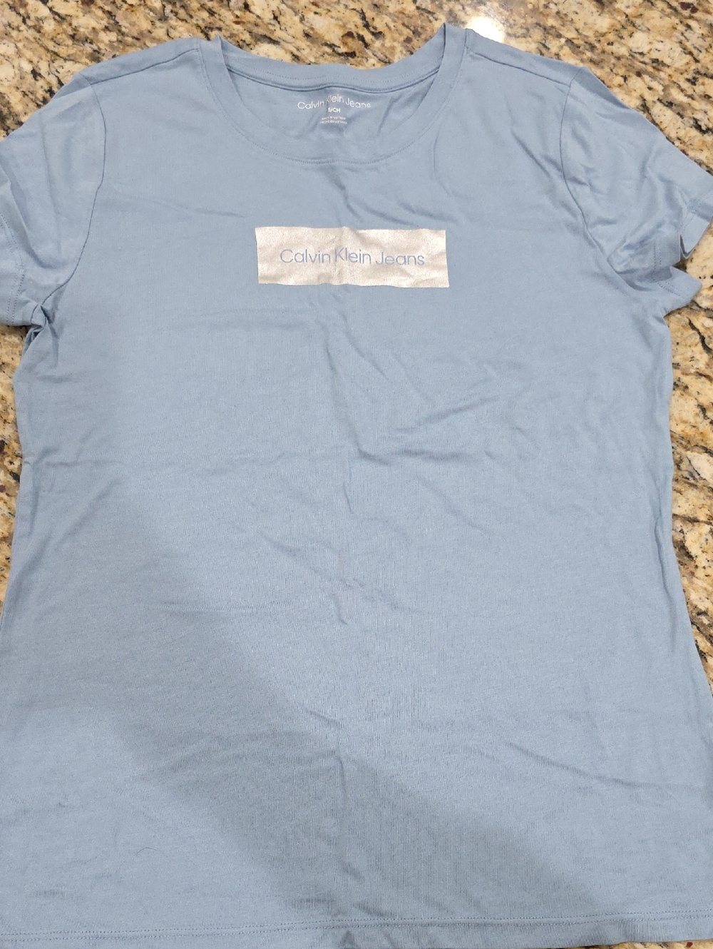 Calvin Klein Jeans Pale Blue Tee with Metallic Logo